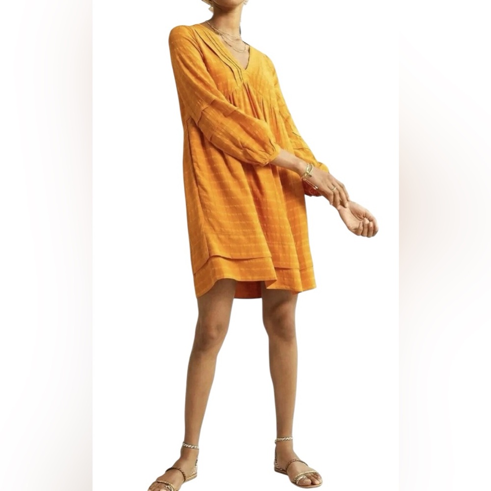 Maeve- Pintucked Collar Mini Dress-Women’s Size: Small-Color: Gold-NEW!!